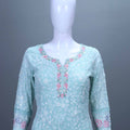 Mint Green Embroidered Kurta Sharara Set Party Wear Suit