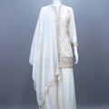 Off-White Embroidered Kurta Sharara Set with Dupatta