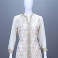 Off-White Embroidered Kurta Sharara Set with Dupatta