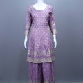 Designer Lavender Embroidered Kurta Sharara Set with Dupatta Party Wear