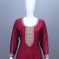 Maroon Silk Kurta Set with Beige Dupatta Festive Wear Suit