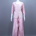 Pink Embroidered Silk Kurta Palazzo Set Party Wear Ethnic Suit