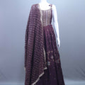 Designer Plum Purple Embroidered Anarkali Gown with Dupatta