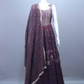 Designer Plum Purple Embroidered Anarkali Gown with Dupatta