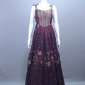 Designer Plum Purple Embroidered Anarkali Gown with Dupatta