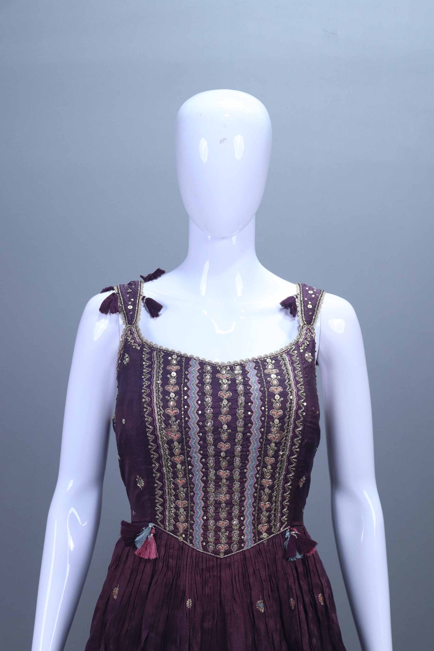 Designer Plum Purple Embroidered Anarkali Gown with Dupatta