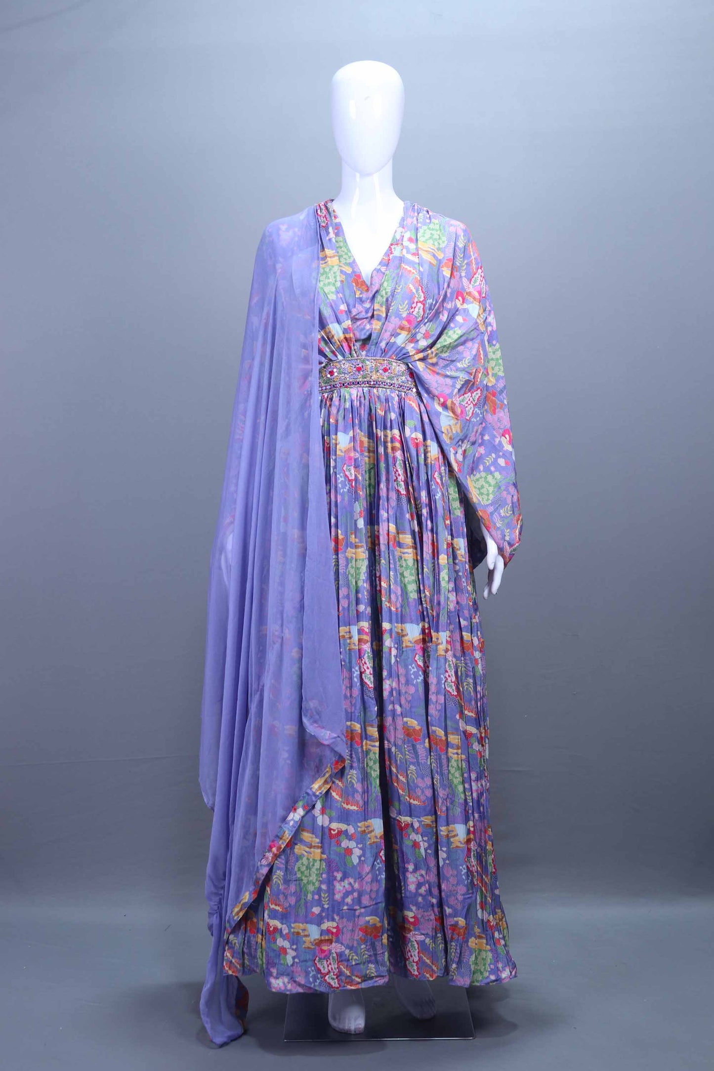 Designer Pastel Lavender Anarkali Gown with Matching Dupatta Festive Wear