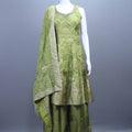 Olive Green Silk Kurta Sharara Set with Zari Matching Dupatta 