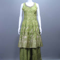 Olive Green Silk Kurta Sharara Set with Zari Matching Dupatta
