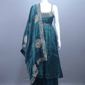 Teal Green Bandhani Kurta Sharara Set And Dupatta Festive Wear 