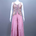 Pink Crop Top and Palazzo Set with Embroidered Jacket