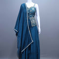 Teal Embroidered Crop Top, Palazzo Dupatta Set Festive Wear Outfit