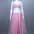  Pink Crop Top with Sharara and Net Dupatta Set  Party Indo-Western Outfit