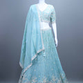 Pastel Aqua Heavy Embroidered Silk Lehenga Choli with Dupatta