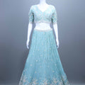 Pastel Aqua Heavy Embroidered Silk Lehenga Choli with Dupatta