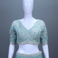 Pastel Aqua Heavy Embroidered Silk Lehenga Choli with Dupatta