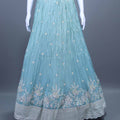 Pastel Aqua Heavy Embroidered Silk Lehenga Choli with Dupatta