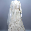 Elegant Off-White Embroidered Net Anarkali Gown with Dupatta