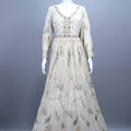 Elegant Off-White Embroidered Net Anarkali Gown with Dupatta
