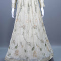 Elegant Off-White Embroidered Net Anarkali Gown with Dupatta