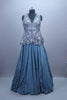 Dusty Blue Embellished Peplum Lehenga Set with Sequins and Net Dupatta