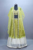 Lime Green Mirror Work Lehenga Choli with Embroidered Cape Festive Wear