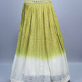 Lime Green Mirror Work Lehenga Choli with Embroidered Cape Festive Wear