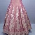 Dusty Pink Zari Embroidered Silk Lehenga Choli with Heavy Blouse Dupatta