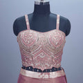 Dusty Pink Zari Embroidered Silk Lehenga Choli with Heavy Blouse Dupatta