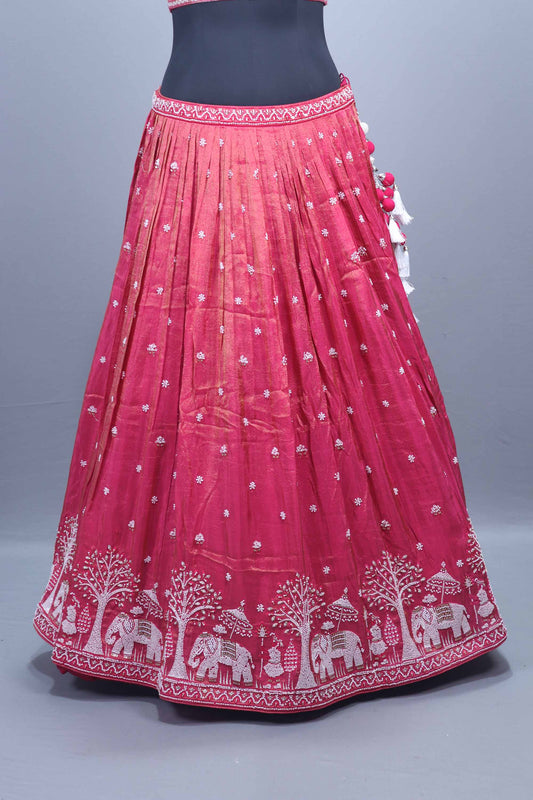 Designer Pink Silk Embroidered Lehenga Choli with Dupatta