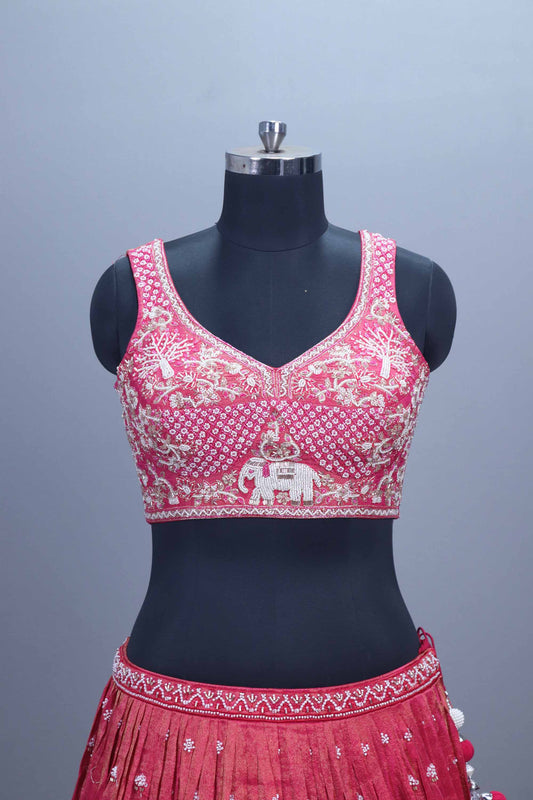 Designer Pink Silk Embroidered Lehenga Choli with Dupatta