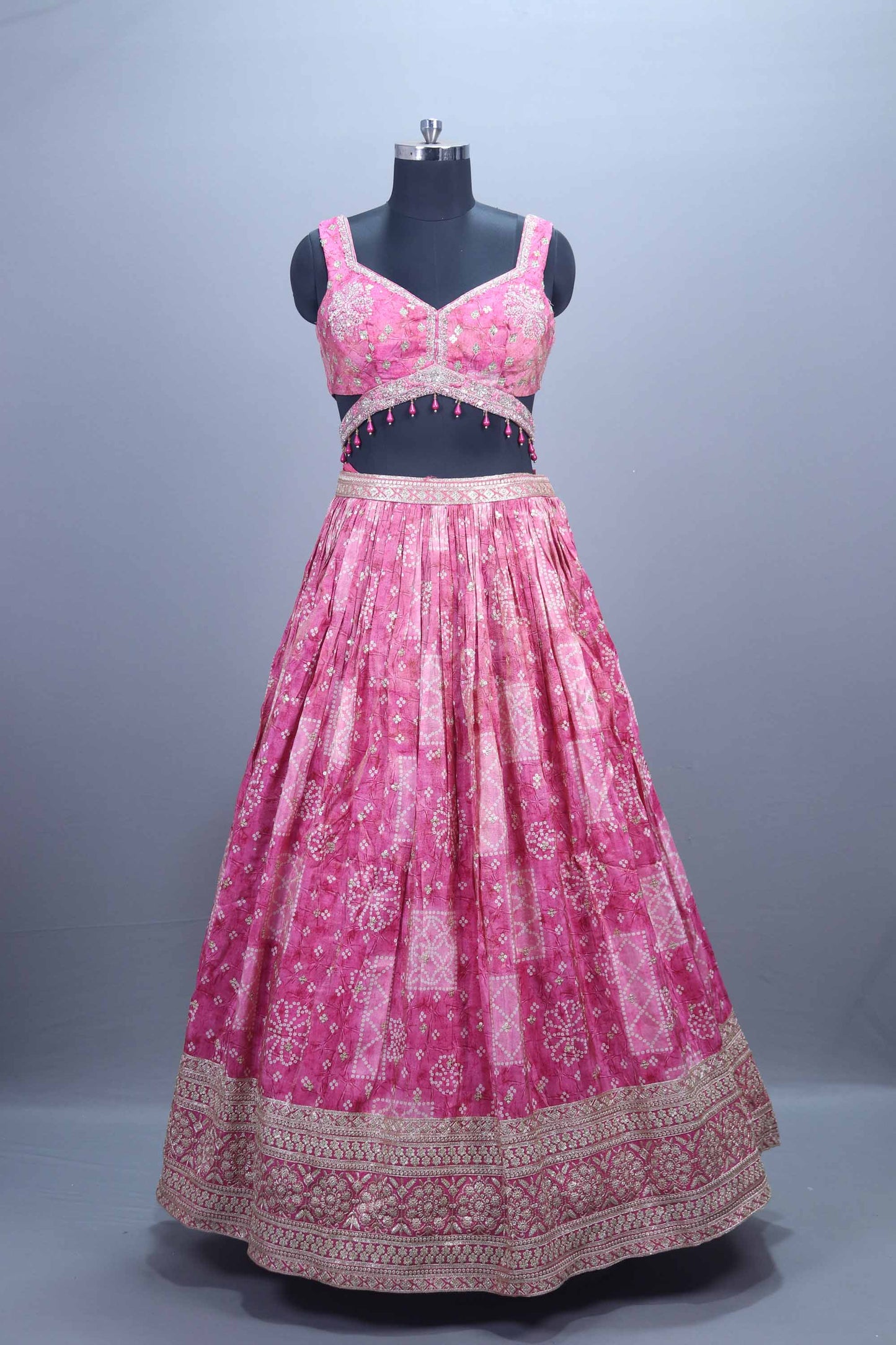 Pink Banarasi Silk Lehenga Choli with Heavy Embroidery Dupatta