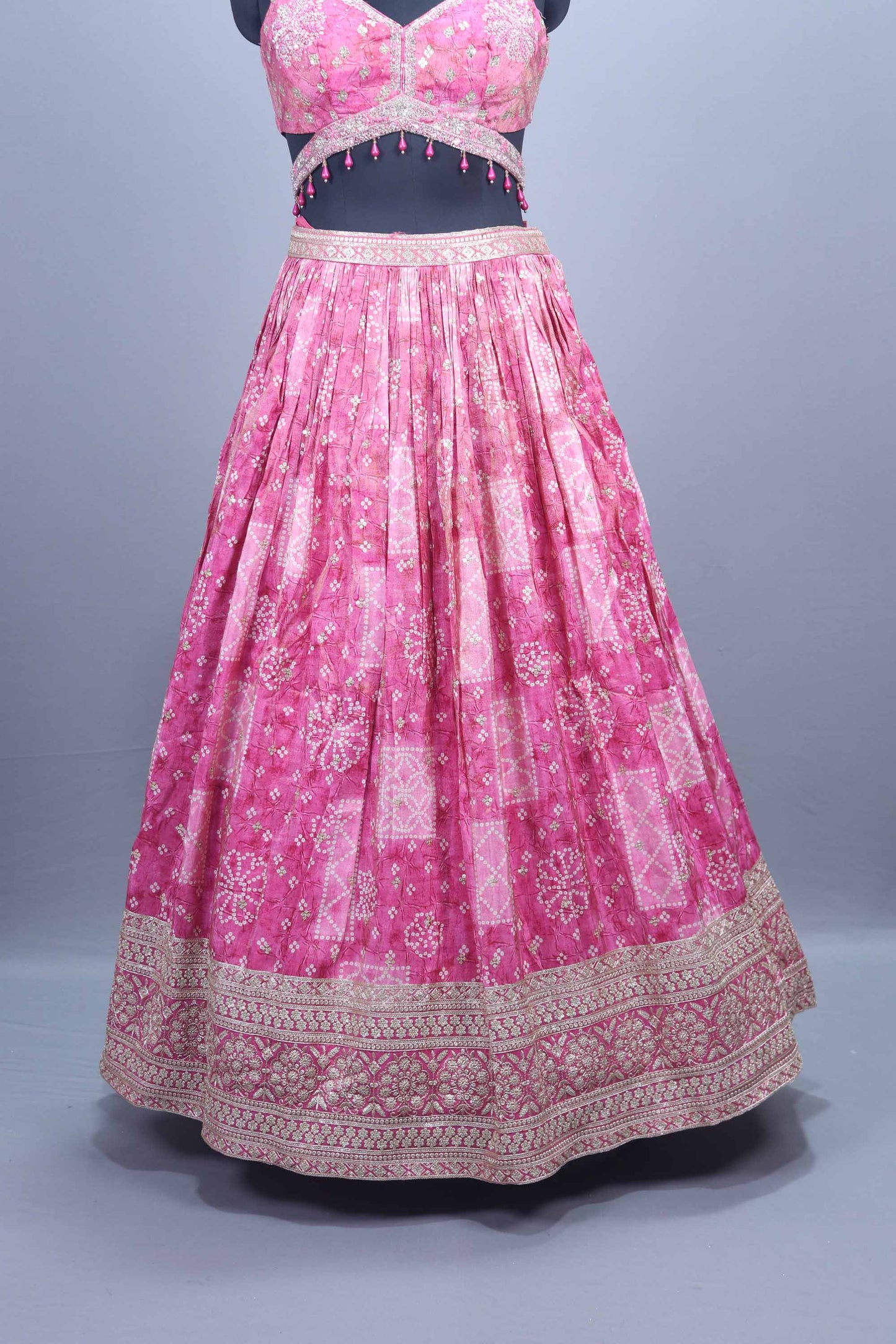 Pink Banarasi Silk Lehenga Choli with Heavy Embroidery Dupatta