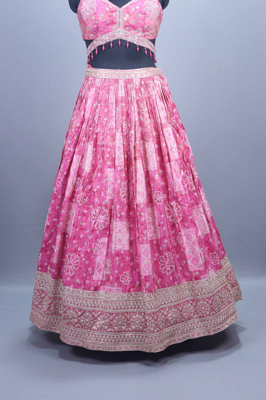 Pink Banarasi Silk Lehenga Choli with Heavy Embroidery Dupatta