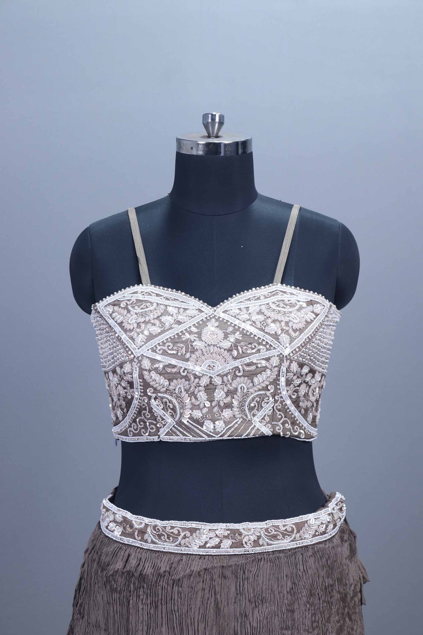 Designer Grey Embroidered Lehenga Choli with Dupatta