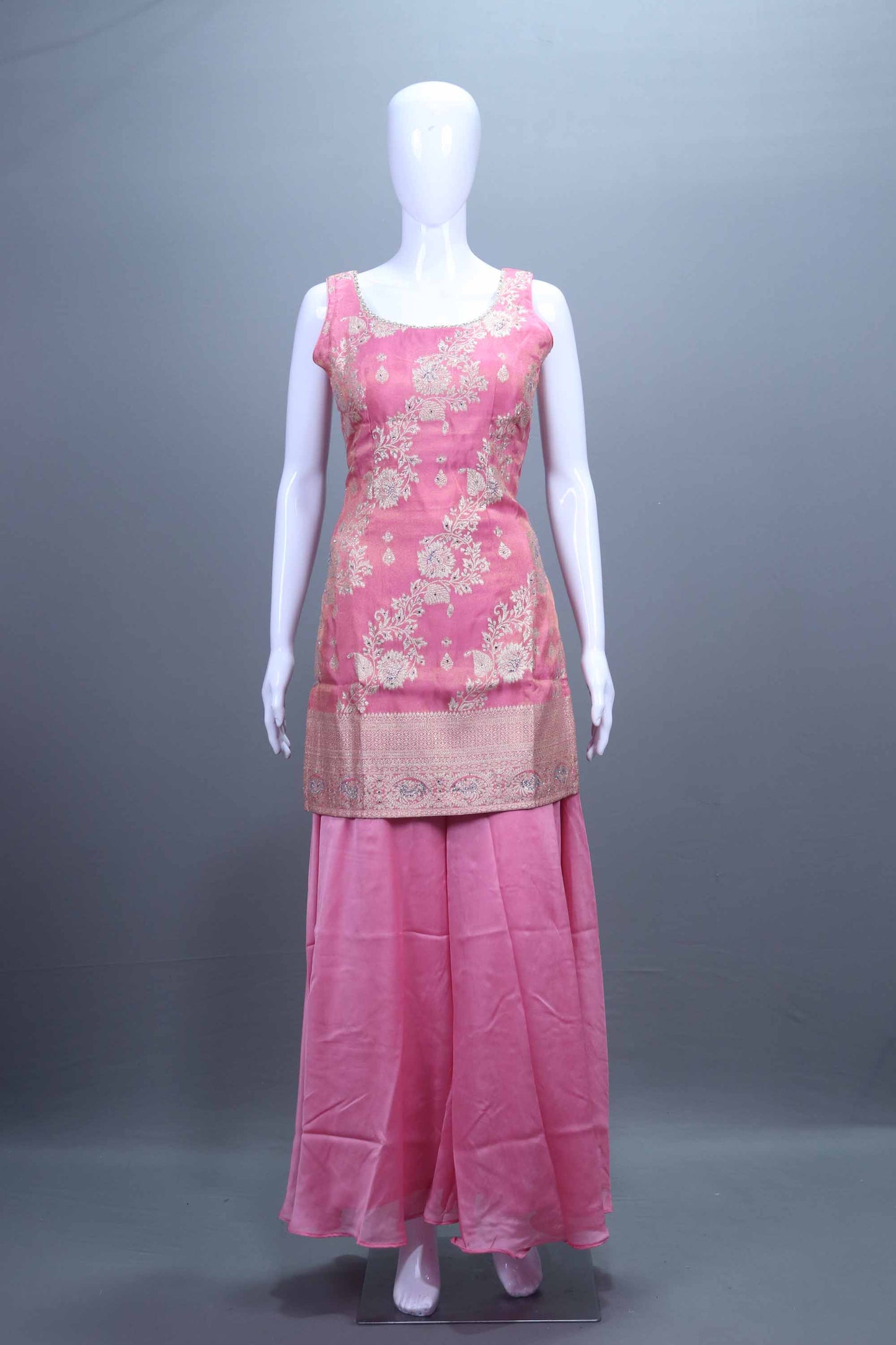 Pink Embroidered Kurta Sharara Set with Dupatta Festive Wear