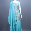 Turquoise Embroidered Kurta Sharara Set with Dupatta Festive Wear 