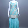 Turquoise Embroidered Kurta Sharara Set with Dupatta Festive Wear