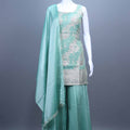 Mint Green Embroidered Kurta Sharara Set with Dupatta Festive Wear