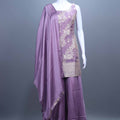 Purple Embroidered Kurta Sharara Set with Dupatta Festive Wear