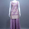 Purple Embroidered Kurta Sharara Set with Dupatta Festive Wear