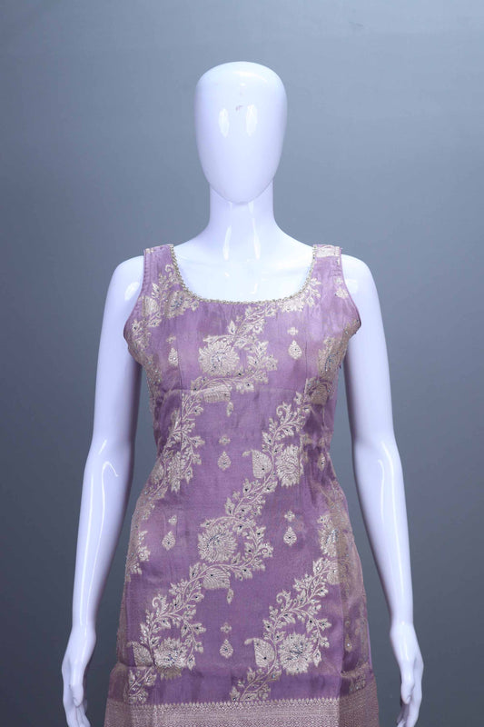 Purple Embroidered Kurta Sharara Set with Dupatta Festive Wear