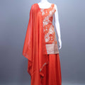  Orange Embroidered Ethnic Suit Set with Dupatta Festive Wear