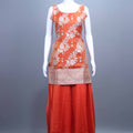 Orange Embroidered Ethnic Suit Set with Dupatta Festive Wear