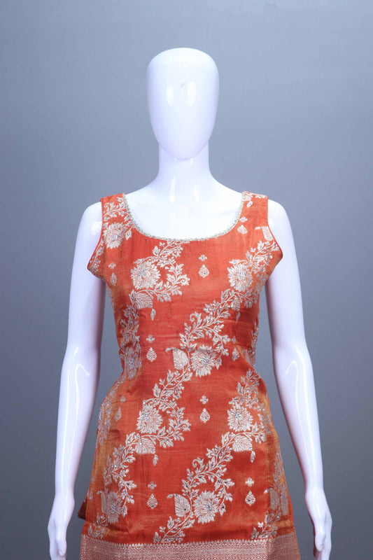 Orange Embroidered Ethnic Suit Set with Dupatta Festive Wear