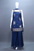  Navy Blue Embroidered Kurta Sharara Set with Dupatta Festive Wear 