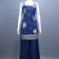 Navy Blue Embroidered Kurta Sharara Set with Dupatta Festive Wear