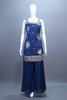 Navy Blue Embroidered Kurta Sharara Set with Dupatta Festive Wear
