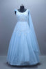 Light Blue Embroidered Net Ball Sequins Party Wear Gown