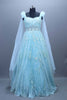 Light Blue Heavy Net Gown Mirror Work Party Wear Ball Gown